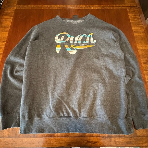 RVCA Other - RVCA Script Logo Crewneck Sweatshirt Gray Surf Skate Pullover